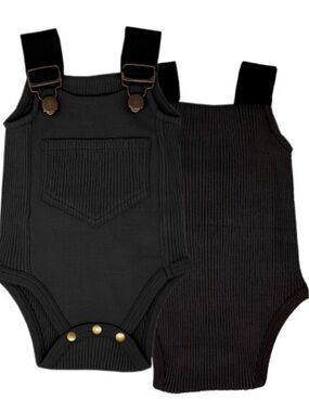 6-9m NWT L'ovedbaby Organic Ribbed Overall Bodysuit - Black
